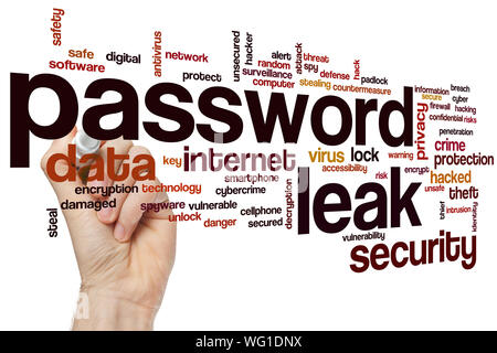 Password leak word cloud concept Stock Photo