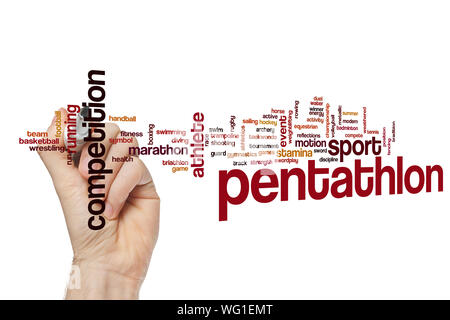 Pentathlon word cloud concept Stock Photo