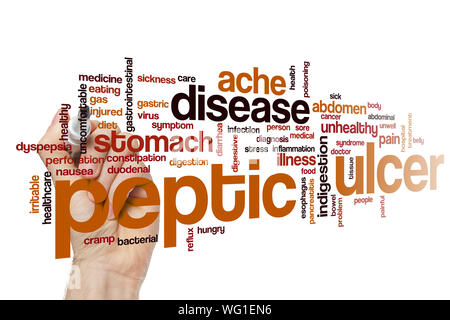 Peptic ulcer word cloud concept Stock Photo