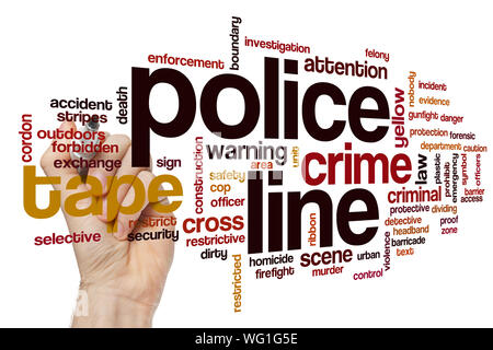 Police line word cloud concept Stock Photo