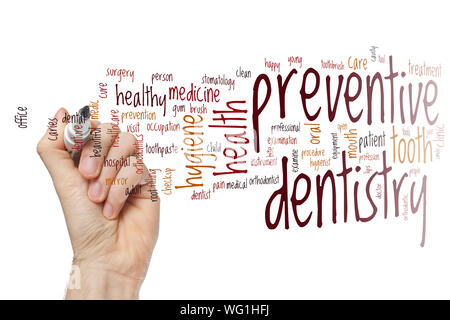 Preventive dentistry word cloud concept Stock Photo