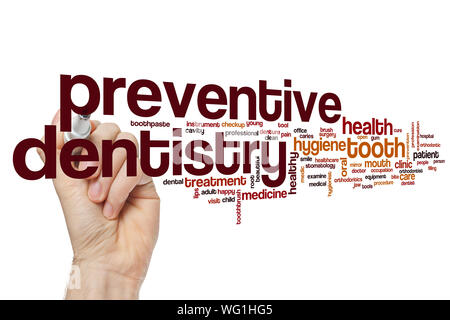Preventive dentistry word cloud concept Stock Photo