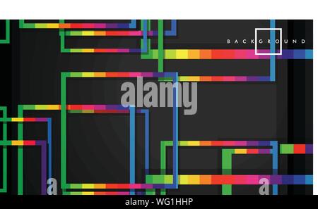 Vector Modern Abstract Squares Backgrounds . with a black and rainbow color gradient. eps 10 template Stock Vector