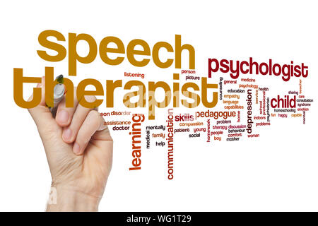 Speech therapy word cloud Stock Photo - Alamy