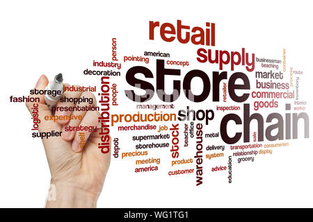Store chain word cloud concept Stock Photo