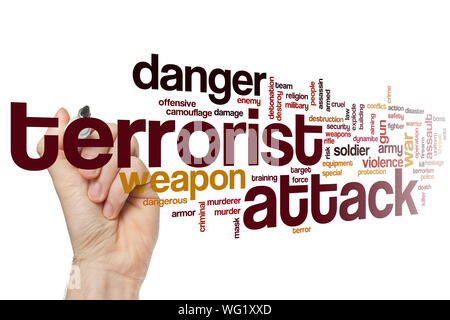 Terrorist attack word cloud concept Stock Photo