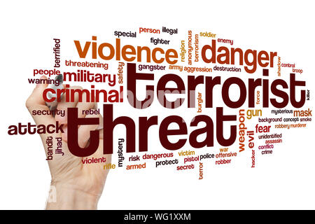Terrorist threat word cloud concept Stock Photo