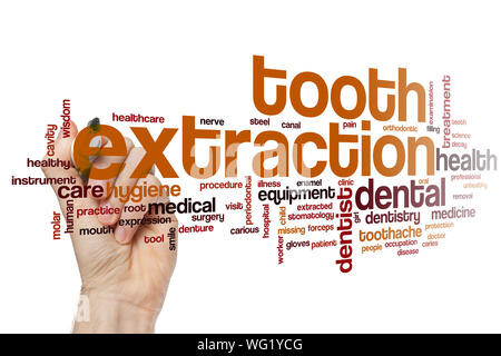 Tooth extraction word cloud concept Stock Photo