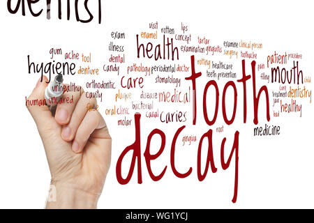 Tooth decay word cloud concept Stock Photo