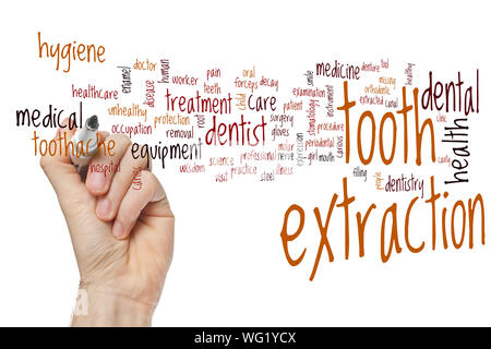 Tooth extraction word cloud concept Stock Photo