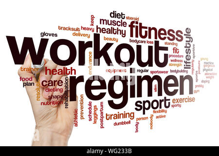 Workout regimen word cloud concept Stock Photo