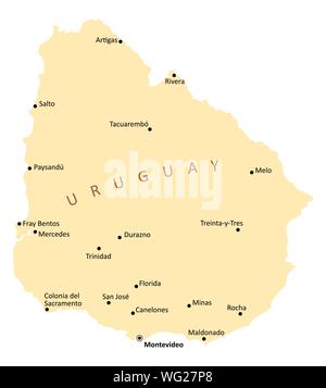 Map of Uruguay Stock Vector