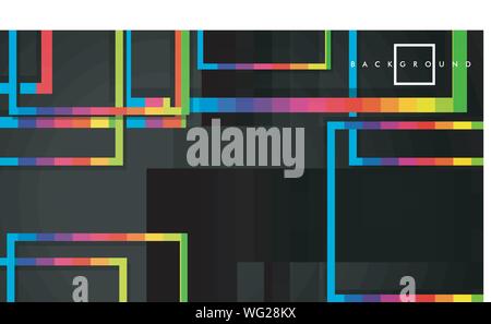 Vector Modern Abstract Squares Backgrounds . with a black and rainbow color gradient. eps 10 template Stock Vector