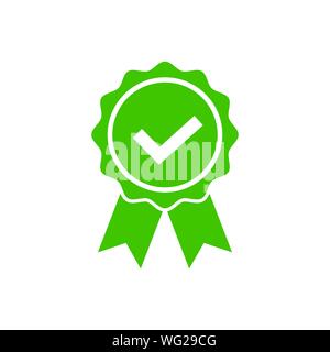 Approved icon in flat style. Certified medal symbol isolated on white background icon Simple award sign. Abstract rosette icon in black Vector illustr Stock Vector