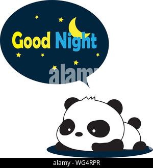 cartoon panda goodnight . Vector - Vector Stock Vector