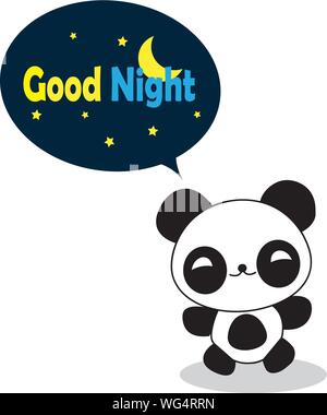 cartoon panda goodnight . Vector - Vector Stock Vector