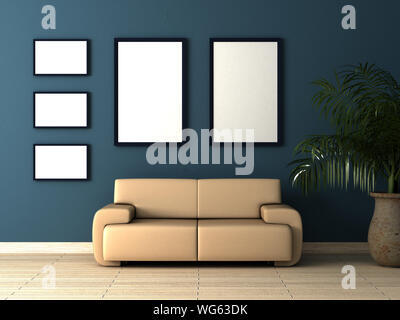 Single beige sofa in living room Stock Photo