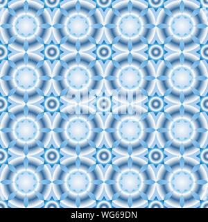 Winter seamless pattern with snowflakes, stars or abstract flowers in light blue shades. Christmas texture. EPS10 Stock Vector