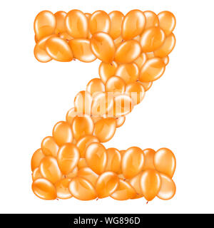 Orange letter Z from helium balloons part of English alphabet. Stock Photo