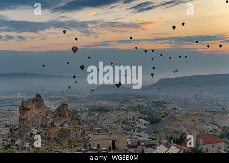 Visiting the caves and balloons in Cappadocia, Turkey Stock Photo