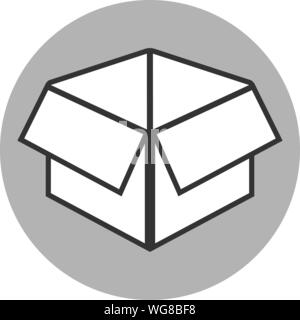 simple open black and white cardboard box or parcel icon vector illustration Stock Vector