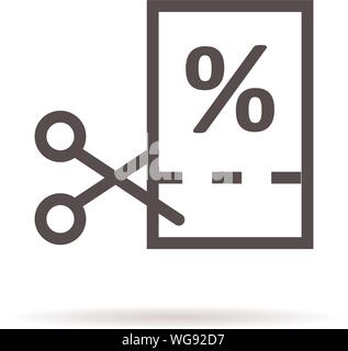thin line black scissors cuts discounts coupon Stock Vector