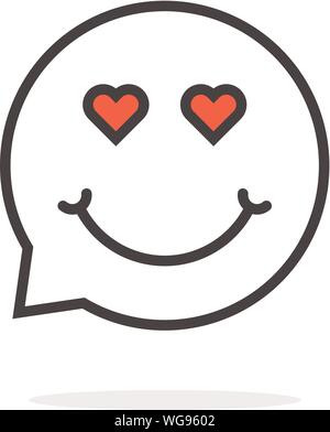 thin line enamored emoji speech bubble logo Stock Vector