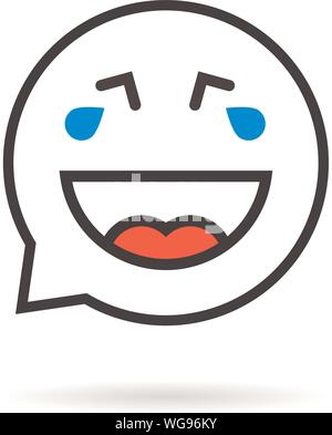 thin line cry and laugh emoji speech bubble logo Stock Vector