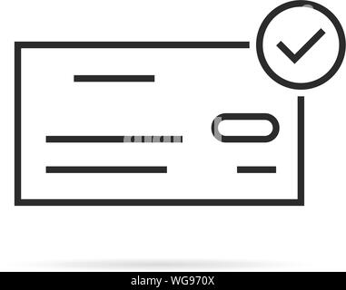 thin line bank check icon like salary Stock Vector