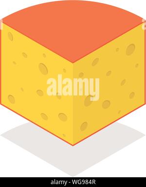isometric cheese icon with shadow Stock Vector