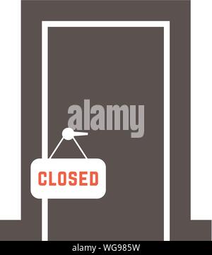 black closed door icon isolated on white background Stock Vector