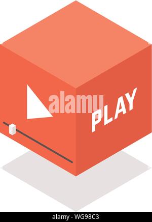 isometric red video player icon Stock Vector