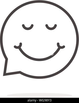 thin line enjoy emoji speech bubble logo Stock Vector