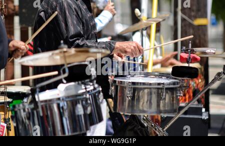 Senior man playing the drums Stock Photo - Alamy