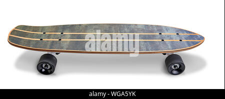 Wooden skate board with Marble texture isolated on a white background with clipping path Stock Photo