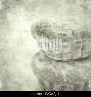 textured stylish old paper background, square, with samll traditional Portuguese sweet Queijada Stock Photo