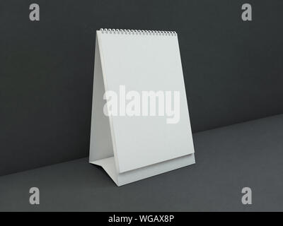 Empty desk calendar on table. Mockup design concept. 3D rendering Stock Photo