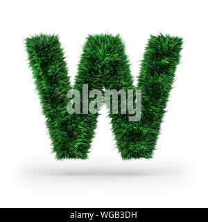 Uppercase green and ecology font. Letter W. 3D rendering Stock Photo