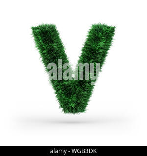 Uppercase green and ecology font. Letter V. 3D rendering Stock Photo