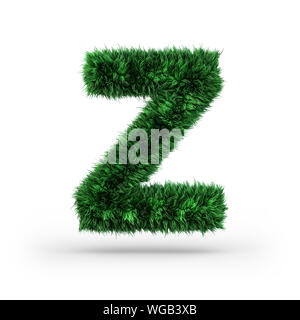 Uppercase green and ecology font. Letter Z. 3D rendering Stock Photo