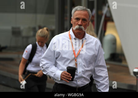 Spa, Belgium. 01st Sep, 2019. 1st September 2019; Spa-Francorchamps racing circuit, Stavelot, Belgium; Formula 1 Grand Prix of Belgium, Race Day; Chase Carey - Editorial Use Only. Credit: Action Plus Sports Images/Alamy Live News Stock Photo