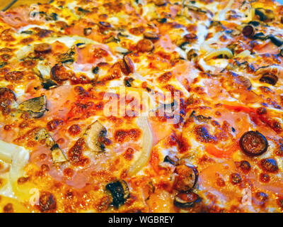 Close image of delicious pizza as texture Stock Photo