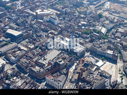 Nottingham City centre from the air, East Midlands, England, UK Stock Photo