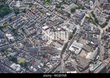 An aerial view of Newton Abbot town centre, Devon, South West England, UK Stock Photo