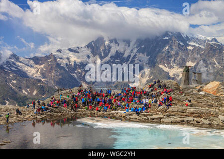 Religious festival on Monte Moro (Monte Rosa) Stock Photo