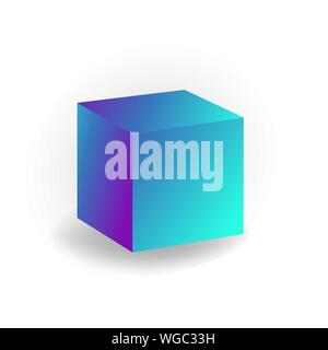 cube - 3D geometric shape with holographic gradient isolated on white background vector Stock Vector