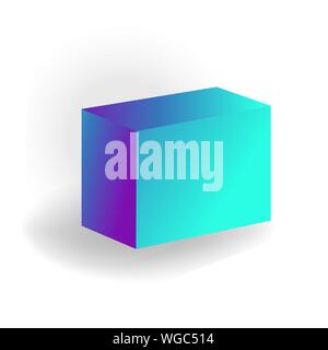 parallelepiped - One 3D geometric shape with holographic gradient isolated on white background vector Stock Vector