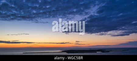 Heligoland - look on the island dune - sunrise over the sea Stock Photo