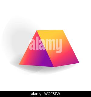 triangular prism - One 3D geometric shape with holographic gradient isolated on white background vector Stock Vector