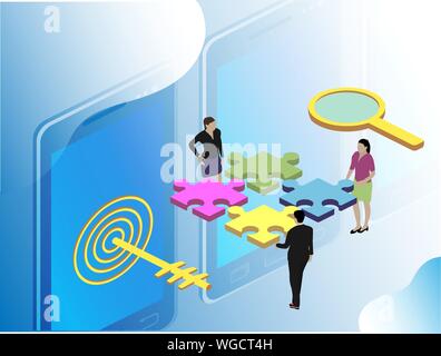 3d illustration.Isometric people vector. Infographic presentation concept. Flat character. Vector business illustration. Clock business concept Stock Vector